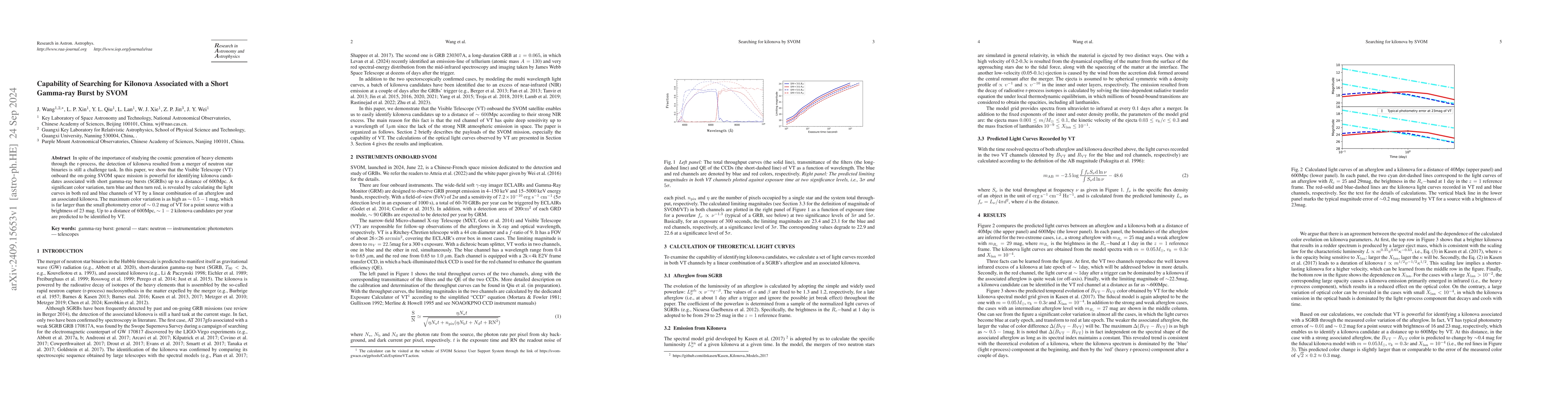 Thumbnail for Capability of Searching for Kilonova Associated with a Short Gamma-ray
  Burst by SVOM
