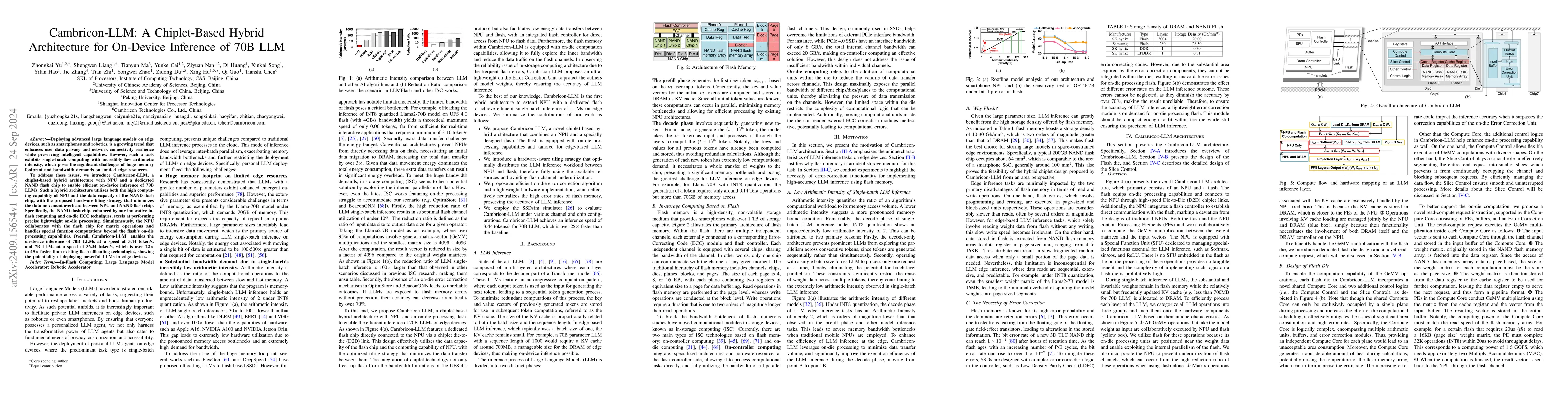 Thumbnail for Cambricon-LLM: A Chiplet-Based Hybrid Architecture for On-Device
  Inference of 70B LLM