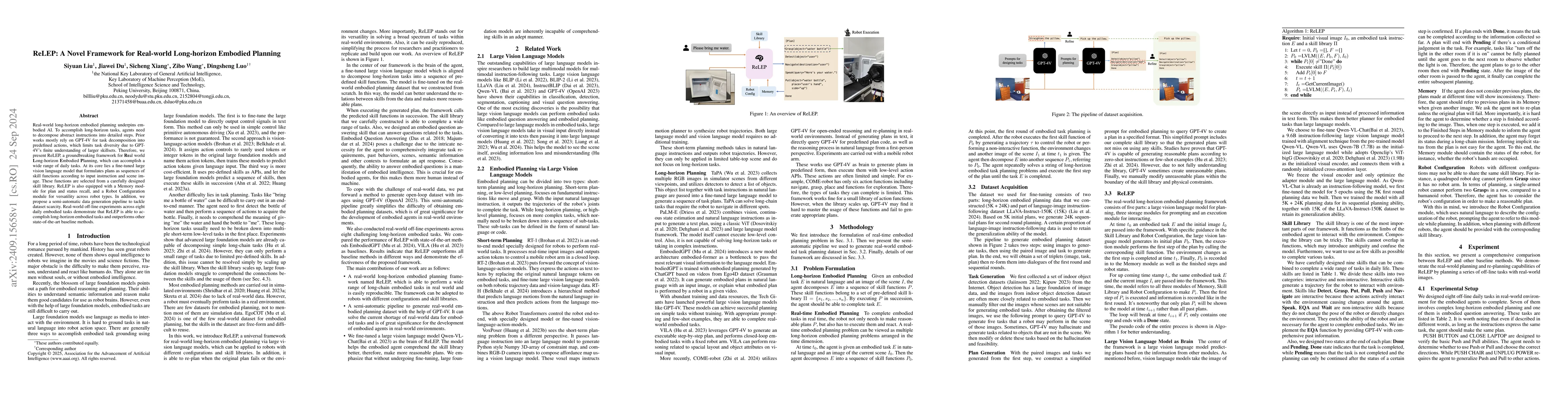 Thumbnail for ReLEP: A Novel Framework for Real-world Long-horizon Embodied Planning