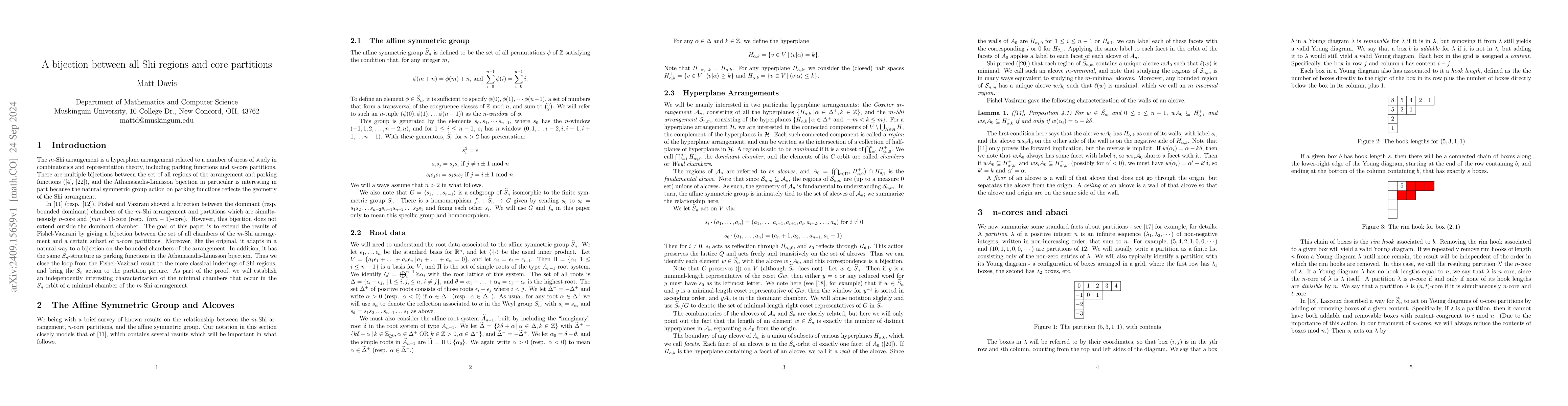 Thumbnail for A Bijection Between All Shi Regions and Core Partitions