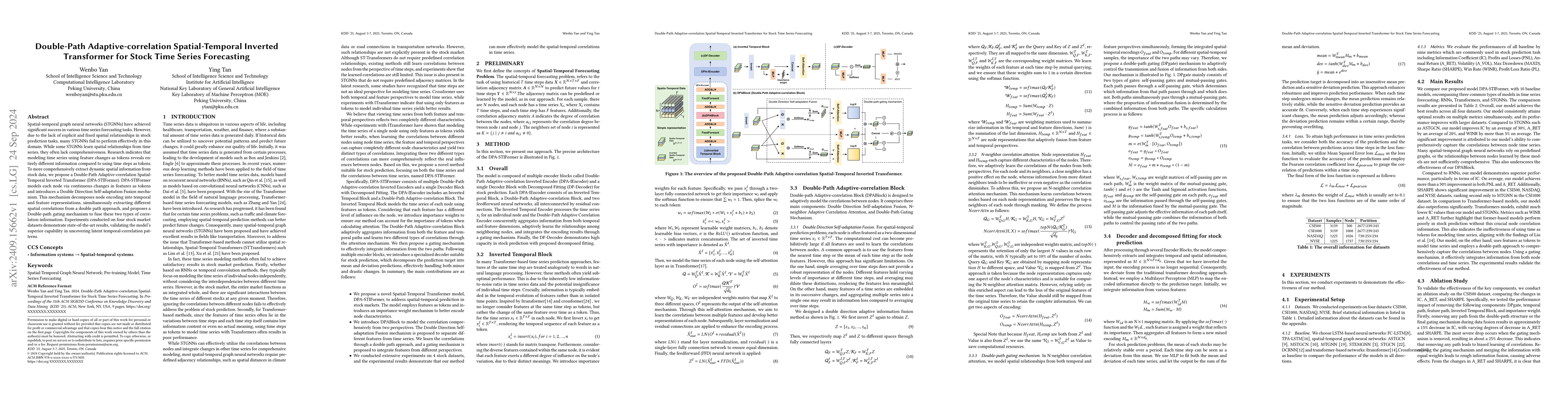 Thumbnail for Double-Path Adaptive-correlation Spatial-Temporal Inverted Transformer
  for Stock Time Series Forecasting