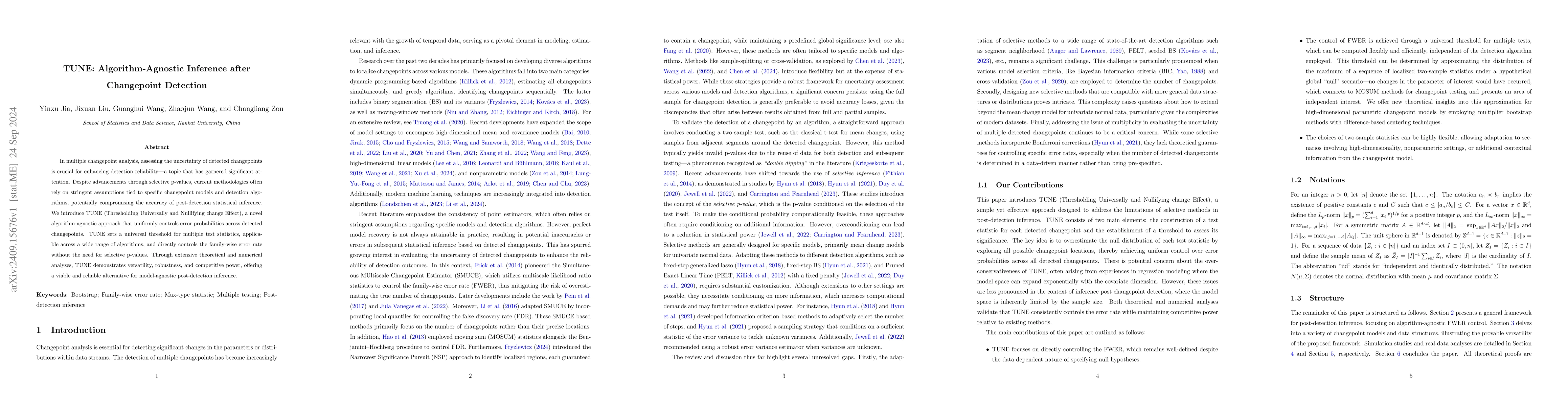 Thumbnail for TUNE: Algorithm-Agnostic Inference after Changepoint Detection