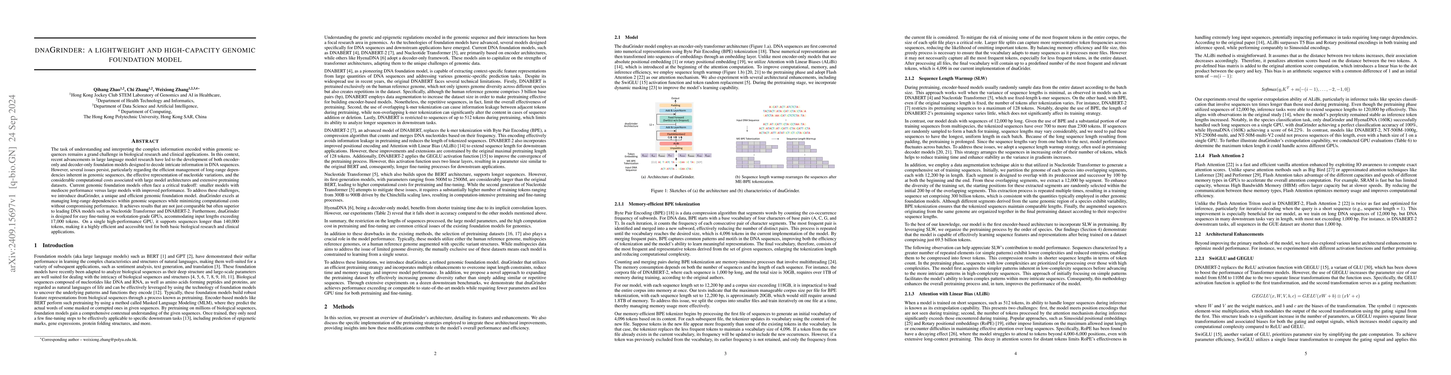 Thumbnail for dnaGrinder: a lightweight and high-capacity genomic foundation model