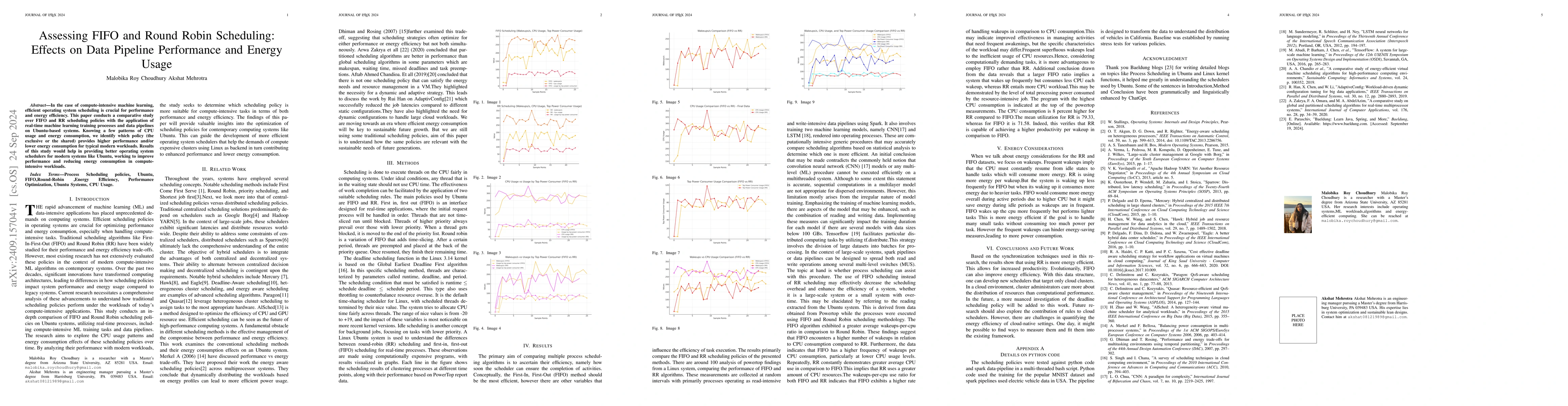 Thumbnail for Assessing FIFO and Round Robin Scheduling:Effects on Data Pipeline
  Performance and Energy Usage