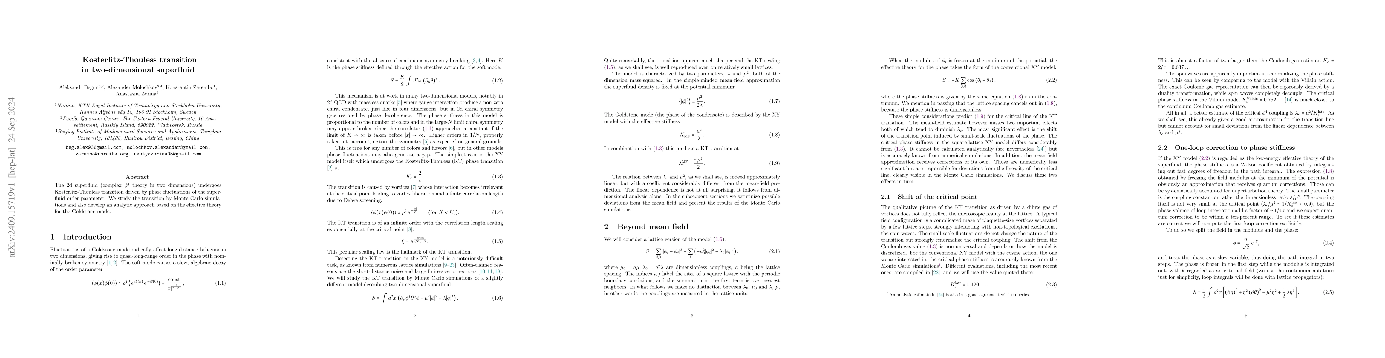 Thumbnail for Kosterlitz-Thouless transition in two-dimensional superfluid