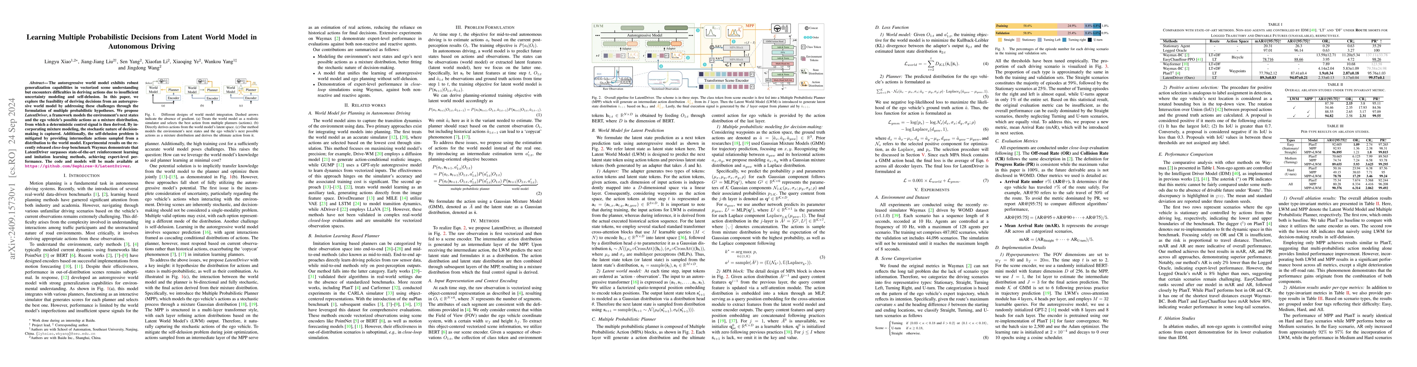 Thumbnail for Learning Multiple Probabilistic Decisions from Latent World Model in
  Autonomous Driving