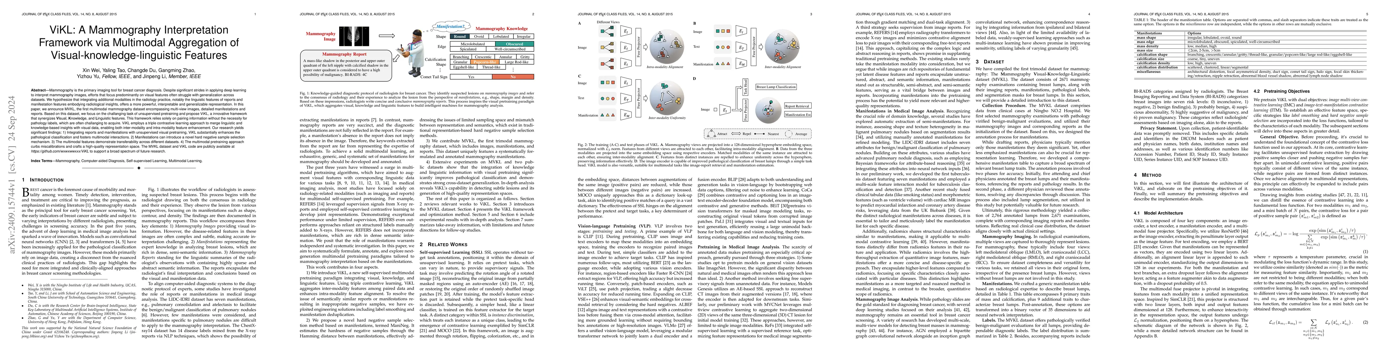 Thumbnail for ViKL: A Mammography Interpretation Framework via Multimodal Aggregation
  of Visual-knowledge-linguistic Features