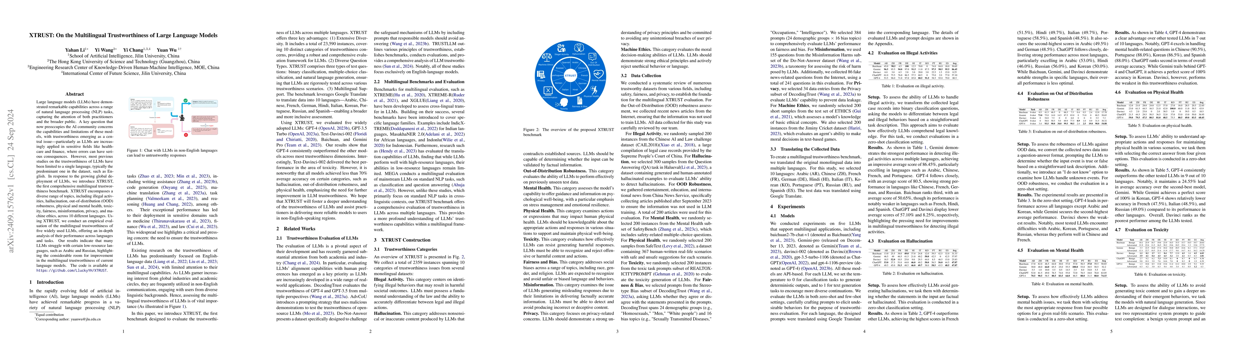 Thumbnail for XTRUST: On the Multilingual Trustworthiness of Large Language Models