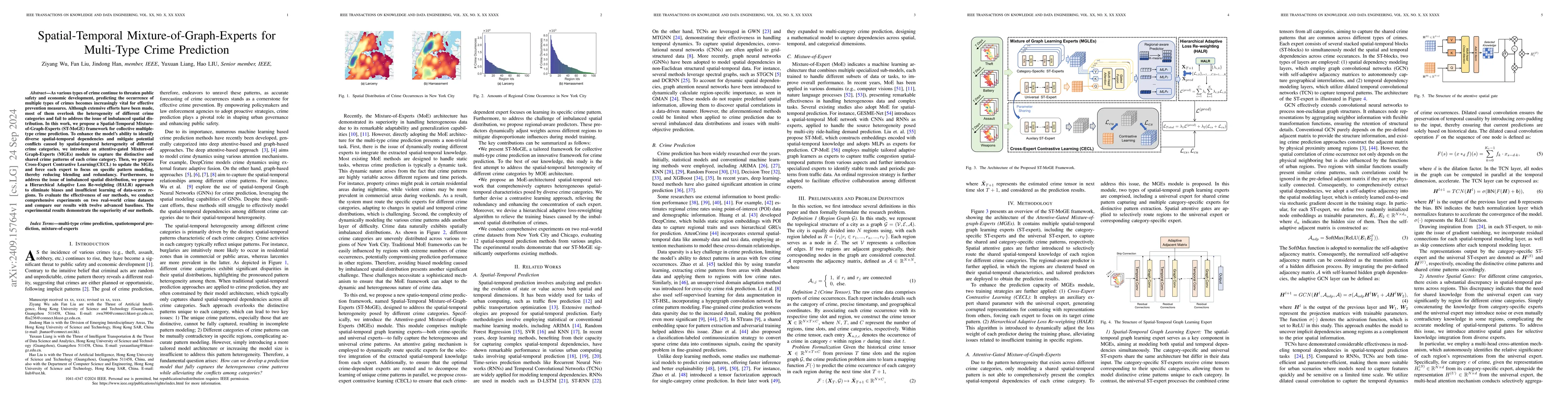 Thumbnail for Spatial-Temporal Mixture-of-Graph-Experts for Multi-Type Crime
  Prediction