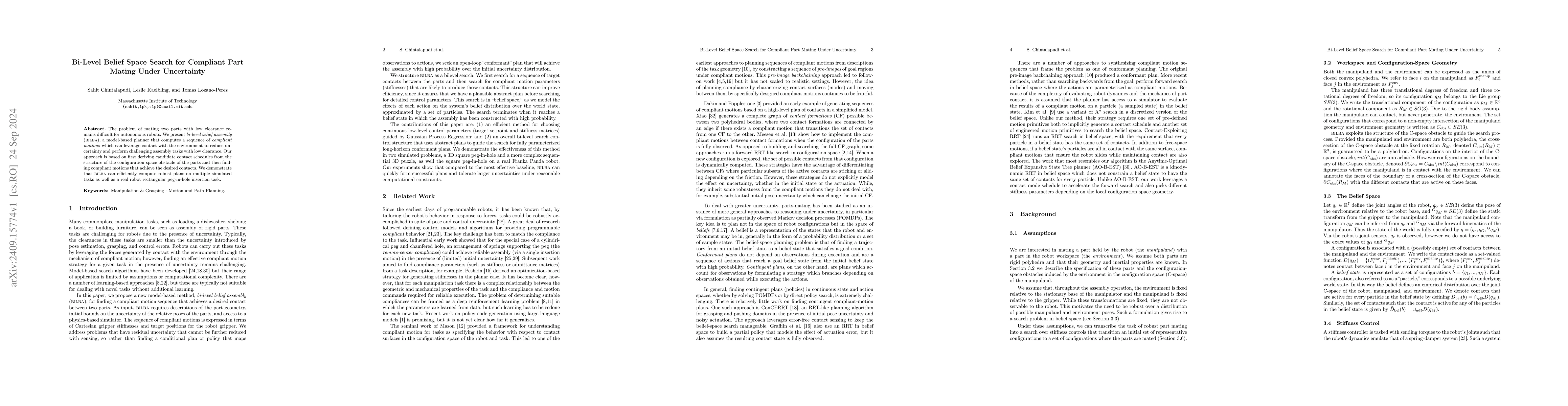 Thumbnail for Bi-Level Belief Space Search for Compliant Part Mating Under Uncertainty