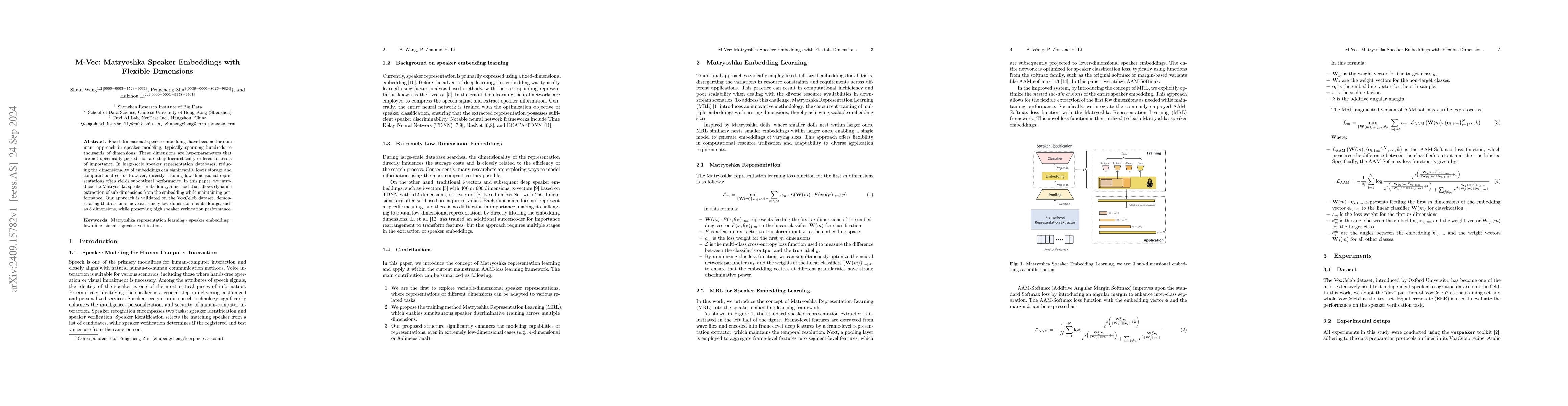 Thumbnail for M-Vec: Matryoshka Speaker Embeddings with Flexible Dimensions
