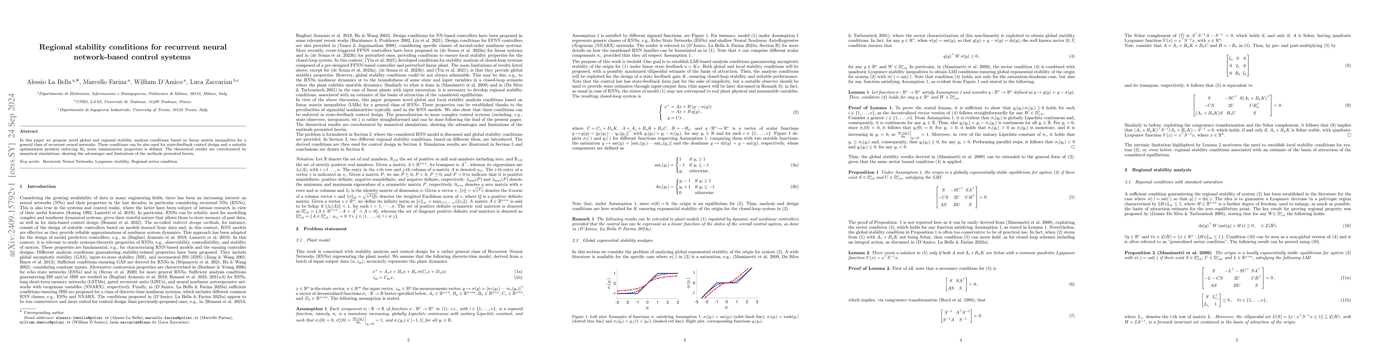 Thumbnail for Regional stability conditions for recurrent neural network-based control
  systems