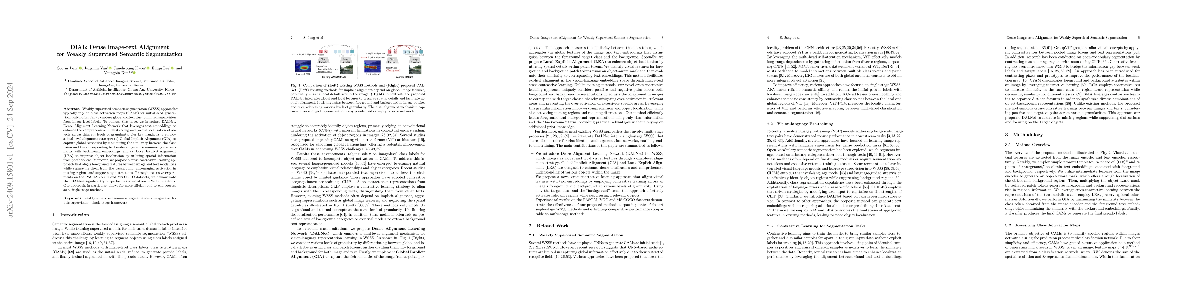 Thumbnail for DIAL: Dense Image-text ALignment for Weakly Supervised Semantic
  Segmentation
