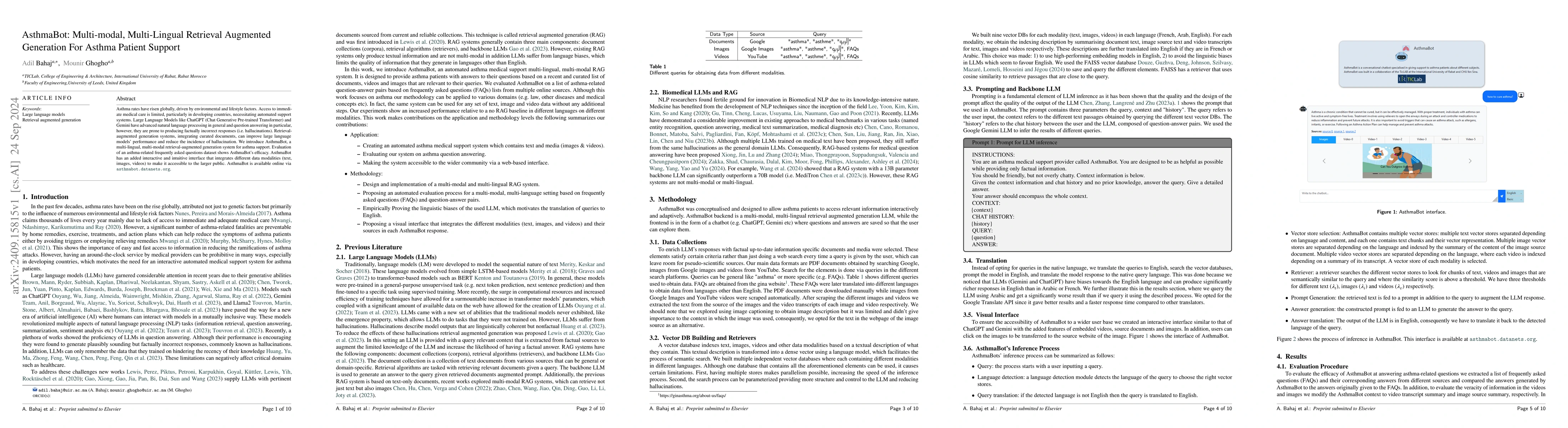 Thumbnail for AsthmaBot: Multi-modal, Multi-Lingual Retrieval Augmented Generation For
  Asthma Patient Support