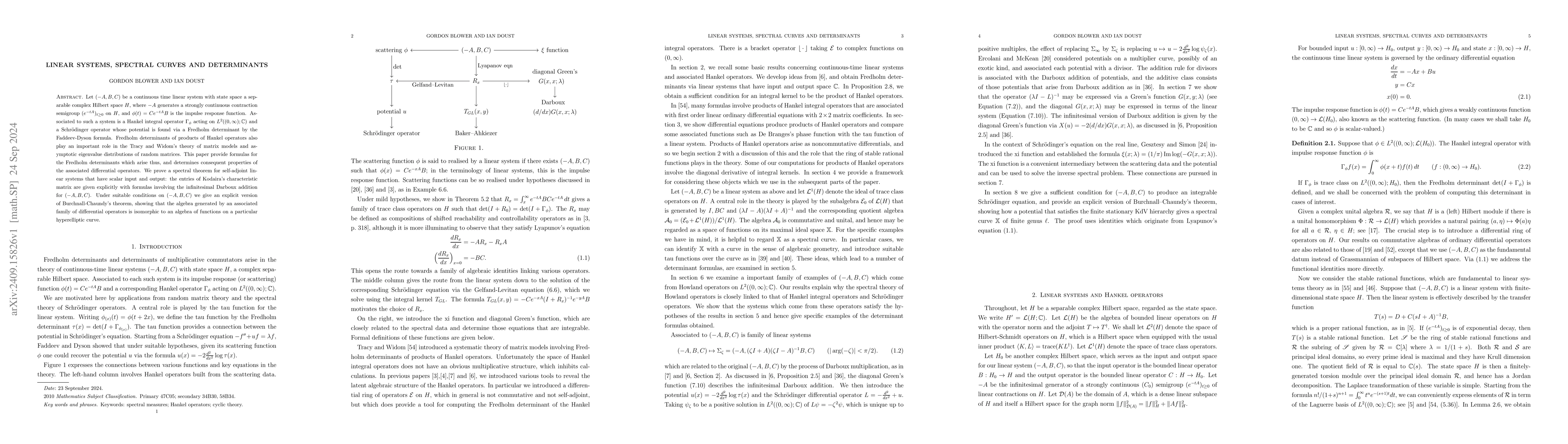 Thumbnail for Linear systems, spectral curves and determinants