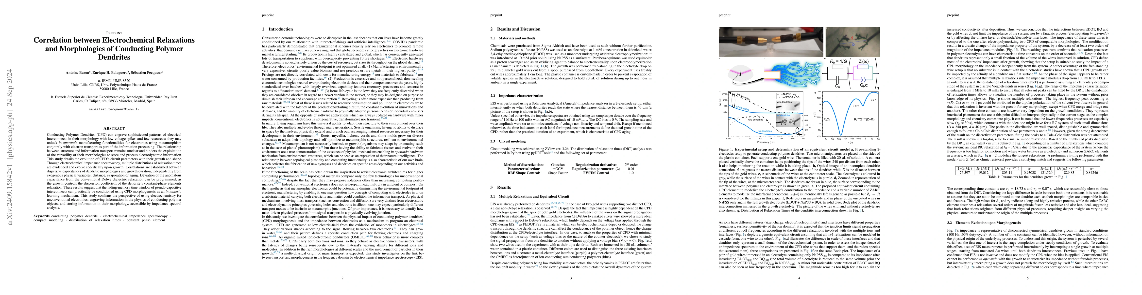 Thumbnail for Correlation between Electrochemical Relaxations and Morphologies of
  Conducting Polymer Dendrites