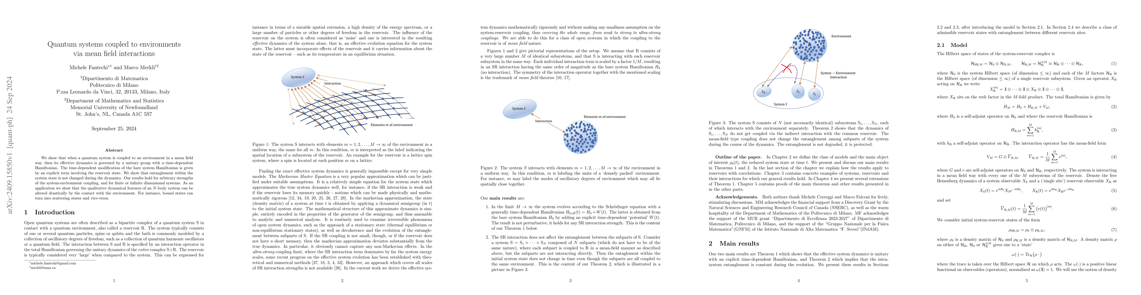 Thumbnail for Quantum systems coupled to environments via mean field interactions