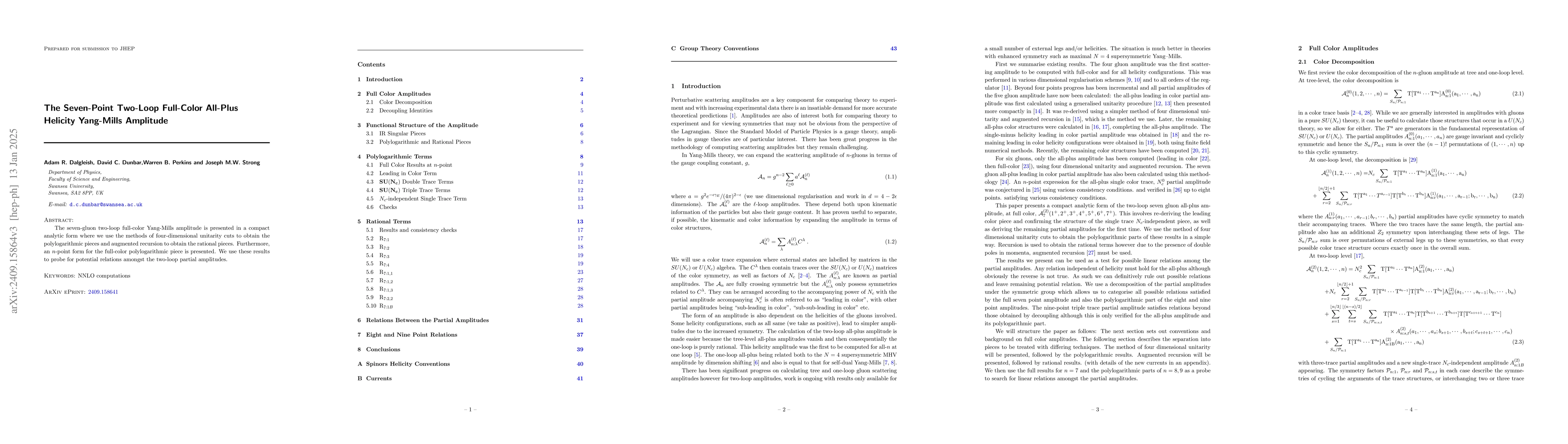 Thumbnail for The Seven-Point Two-Loop Full-Color All-Plus Helicity Yang-Mills
  Amplitude
