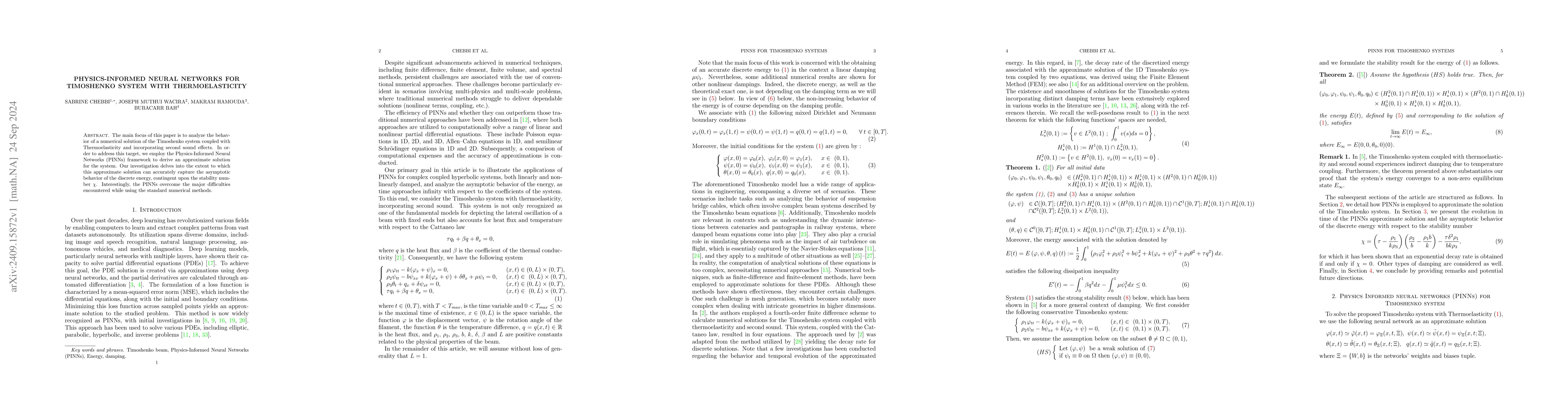 Thumbnail for Physics-informed neural networks for Timoshenko system with
  Thermoelasticity