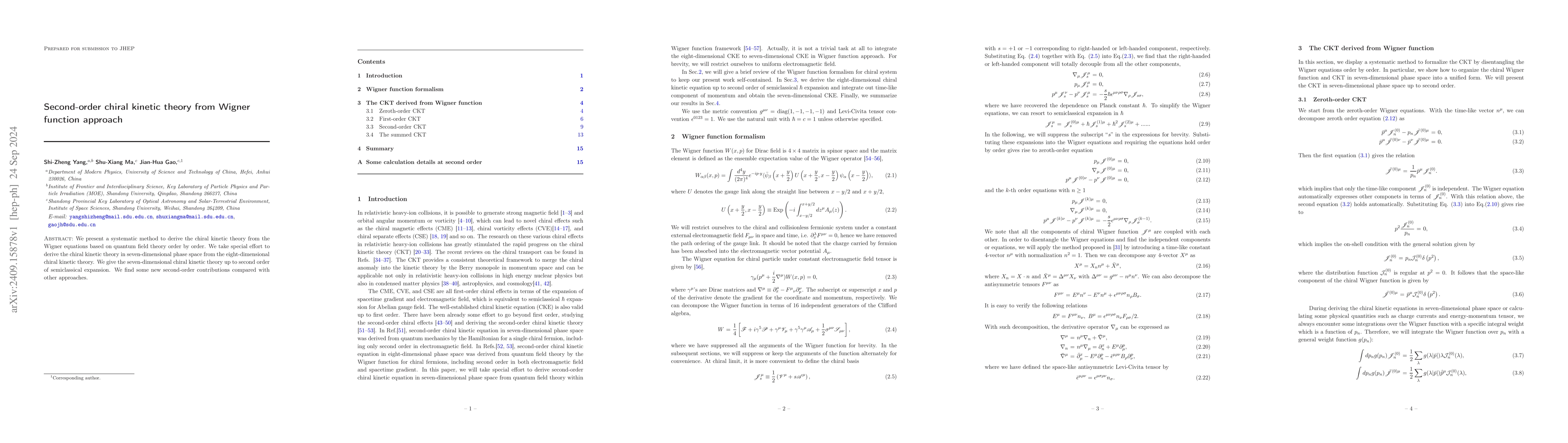Thumbnail for Second-order chiral kinetic theory from Wigner function approach