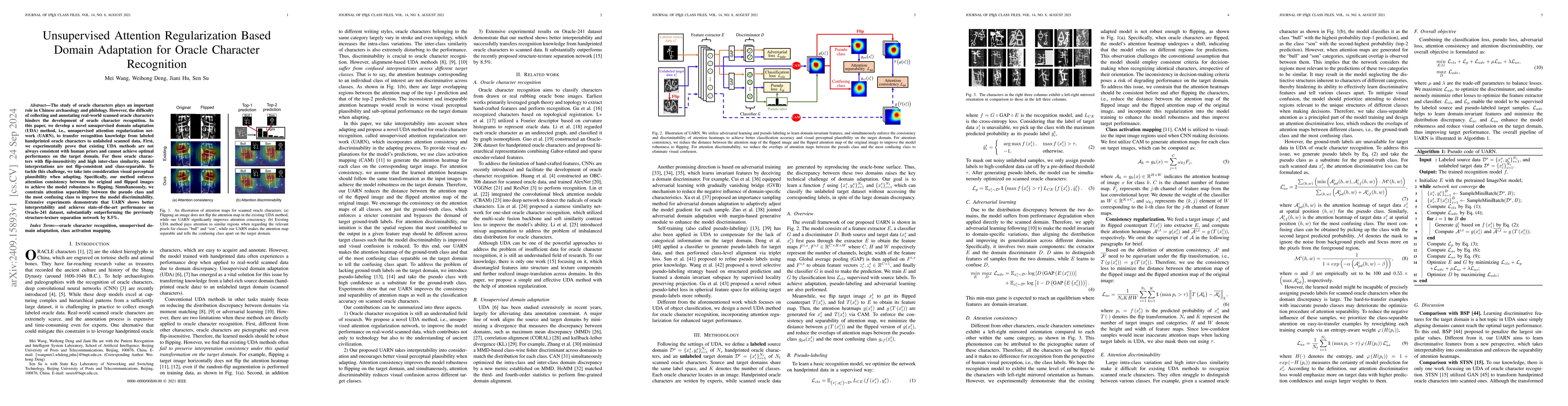 Thumbnail for Unsupervised Attention Regularization Based Domain Adaptation for Oracle
  Character Recognition