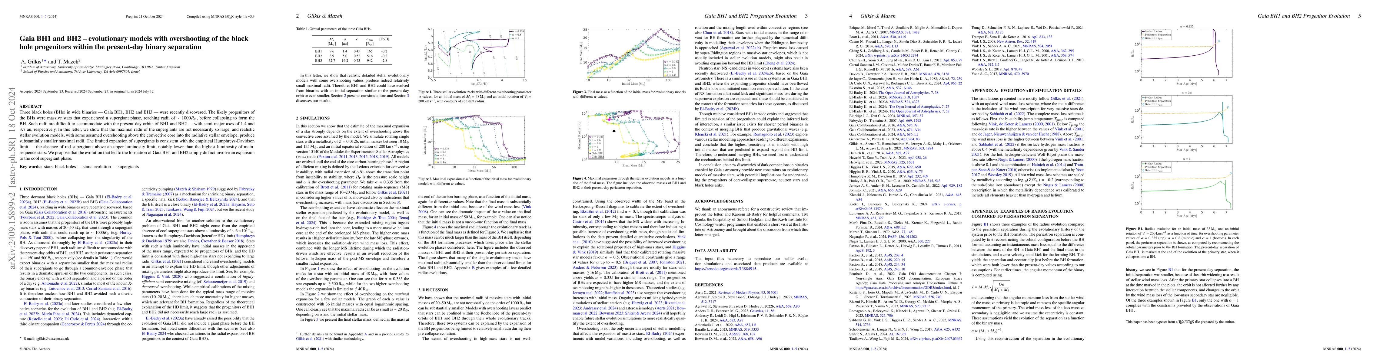Thumbnail for Gaia BH1 and BH2 -- evolutionary models with overshooting of the black
  hole progenitors within the present-day binary separation