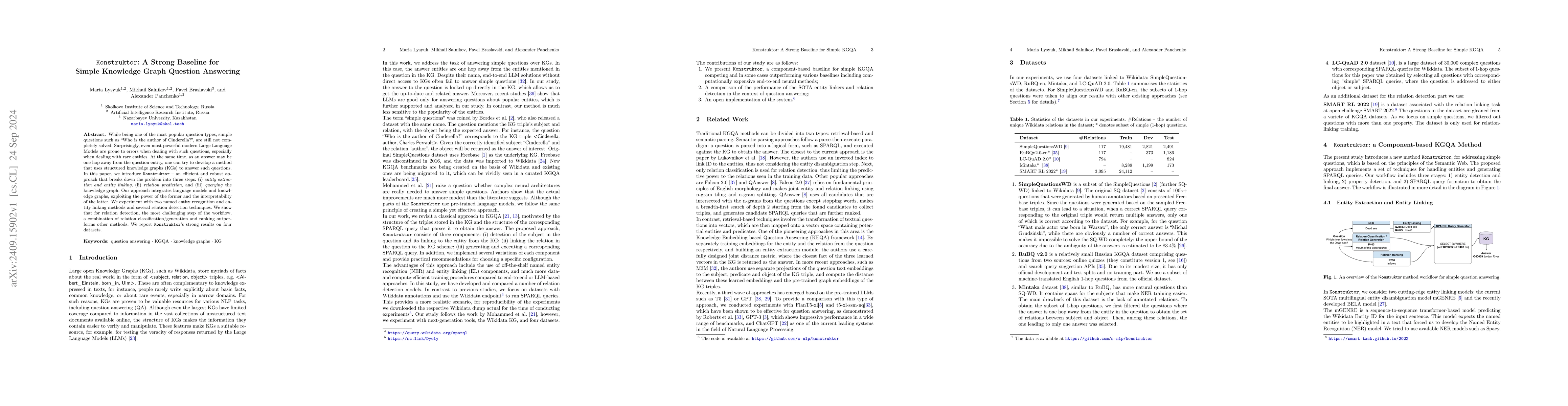 Thumbnail for Konstruktor: A Strong Baseline for Simple Knowledge Graph Question
  Answering
