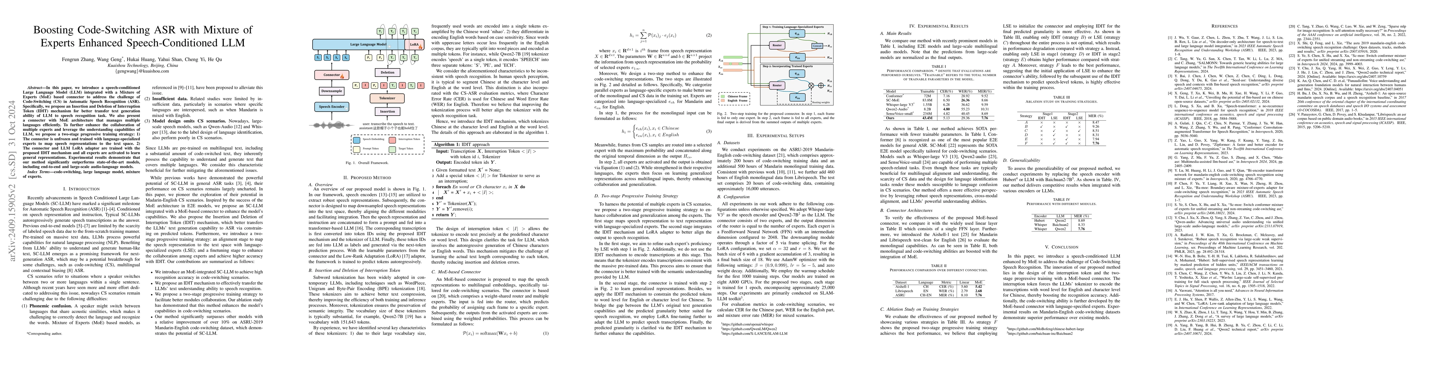 Thumbnail for Boosting Code-Switching ASR with Mixture of Experts Enhanced
  Speech-Conditioned LLM