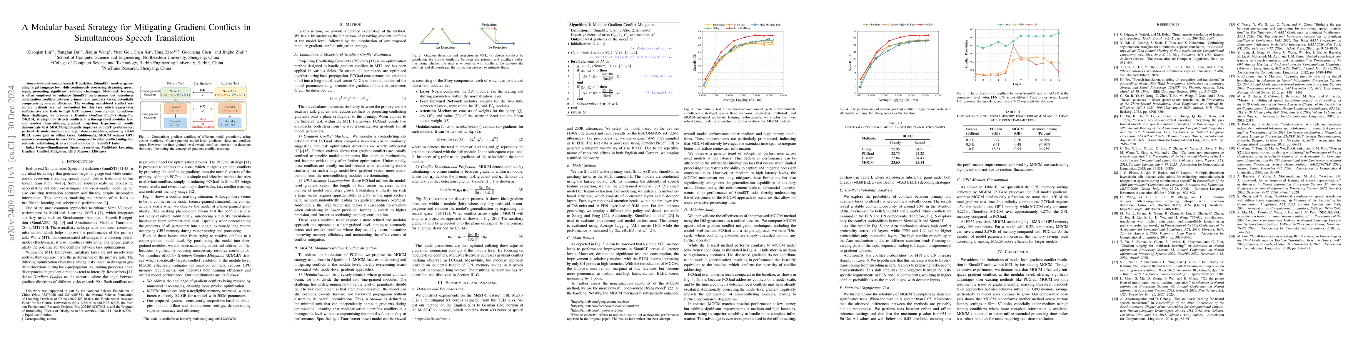 Thumbnail for A Modular-based Strategy for Mitigating Gradient Conflicts in
  Simultaneous Speech Translation