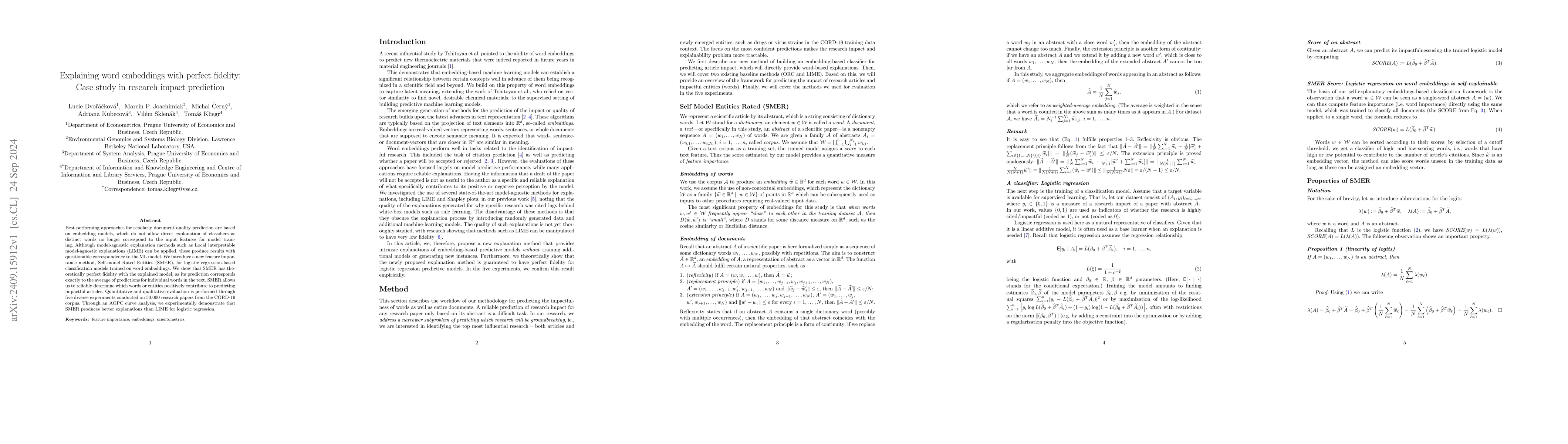 Thumbnail for Explaining word embeddings with perfect fidelity: Case study in research
  impact prediction