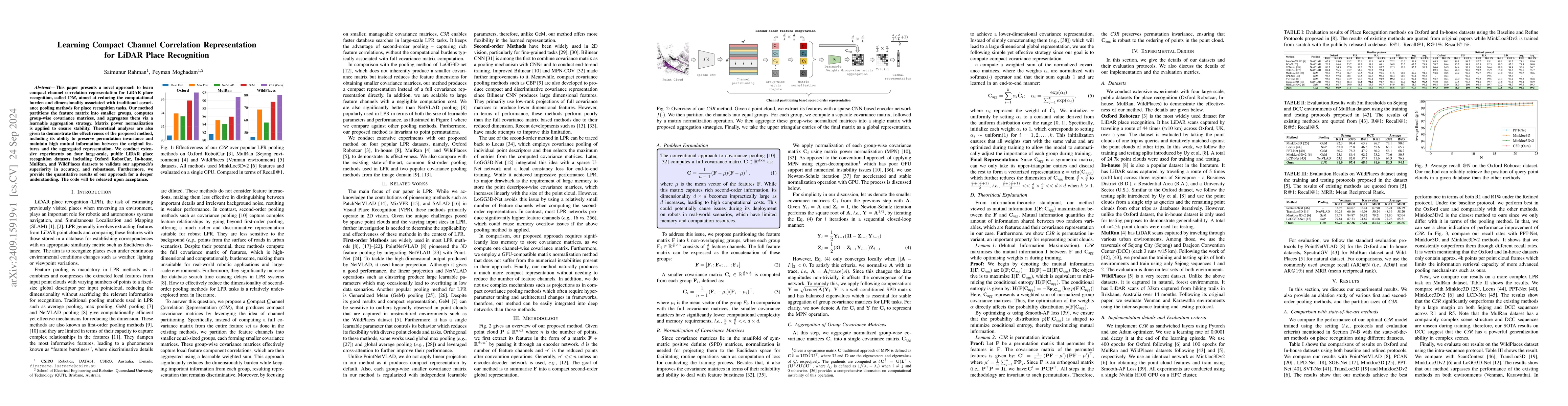 Thumbnail for Learning Compact Channel Correlation Representation for LiDAR Place
  Recognition