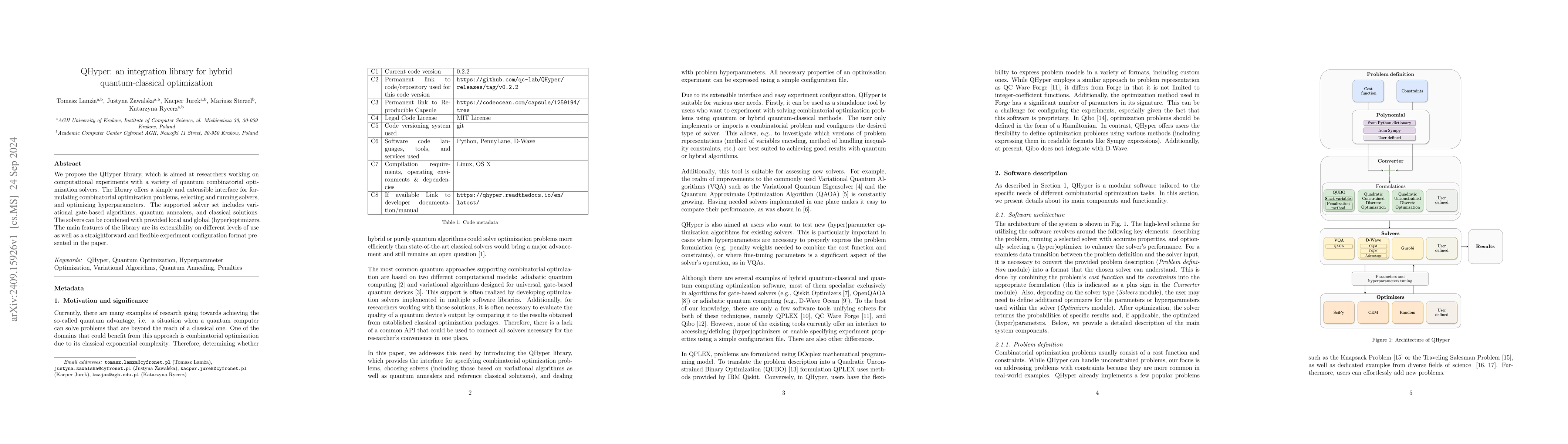 Thumbnail for QHyper: an integration library for hybrid quantum-classical optimization
