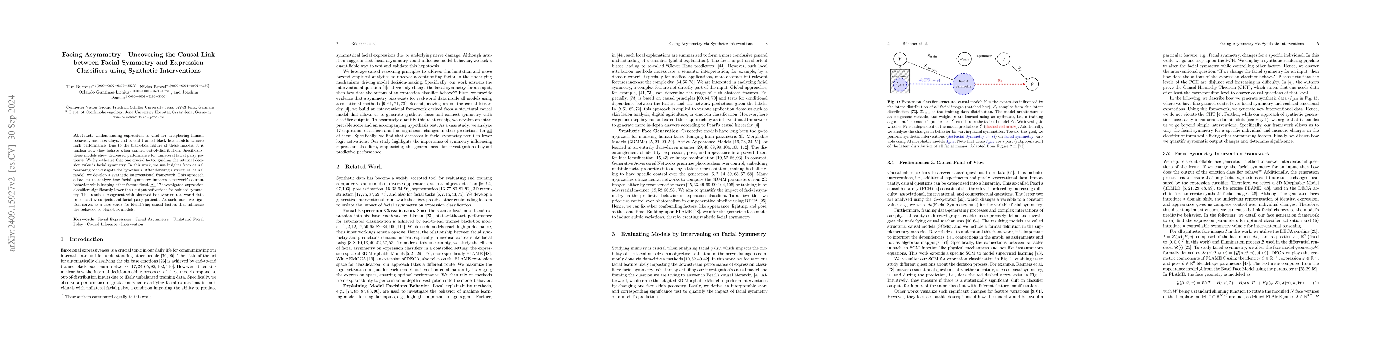 Thumbnail for Facing Asymmetry -- Uncovering the Causal Link between Facial Symmetry
  and Expression Classifiers using Synthetic Interventions
