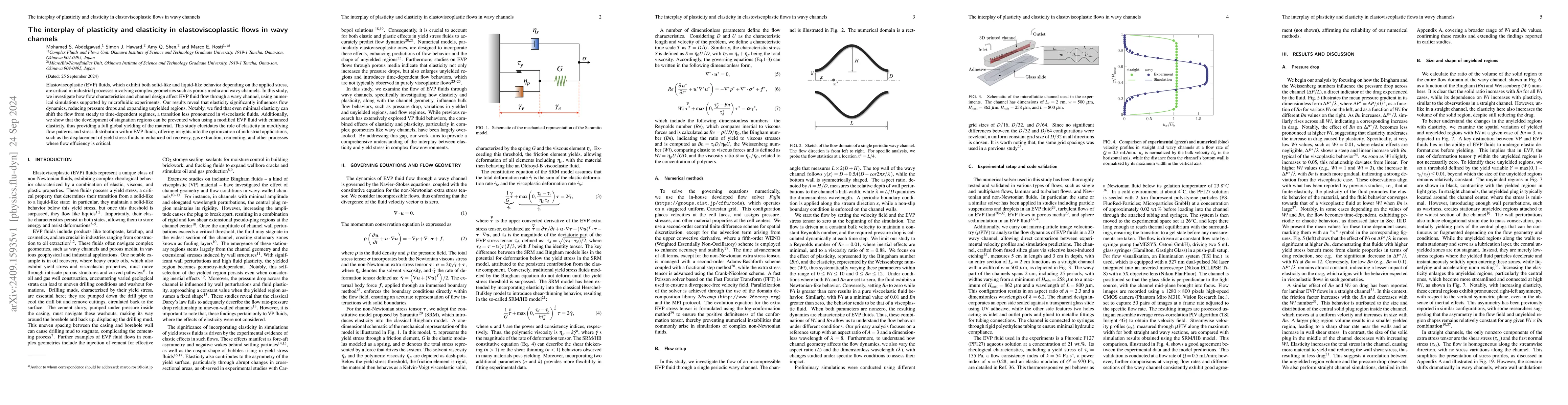 Thumbnail for The interplay of plasticity and elasticity in elastoviscoplastic flows
  in wavy channels