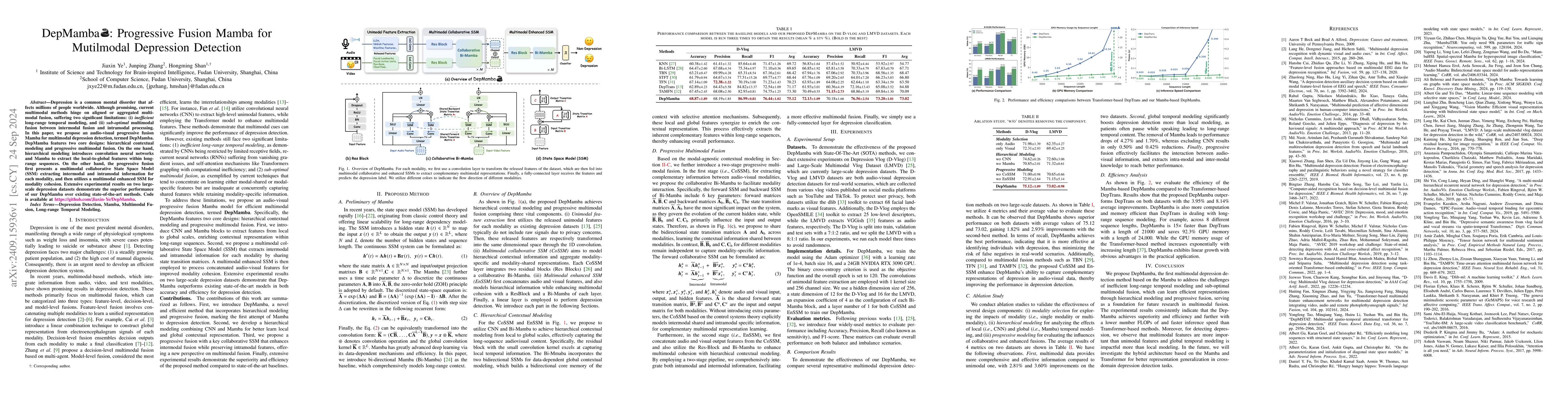 Thumbnail for DepMamba: Progressive Fusion Mamba for Multimodal Depression Detection