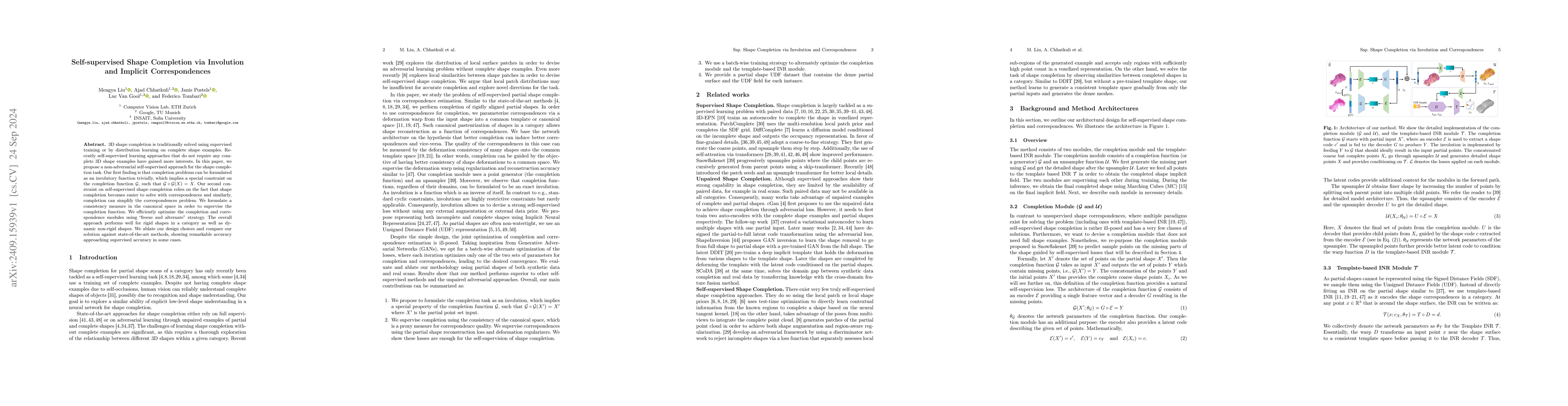 Thumbnail for Self-supervised Shape Completion via Involution and Implicit
  Correspondences