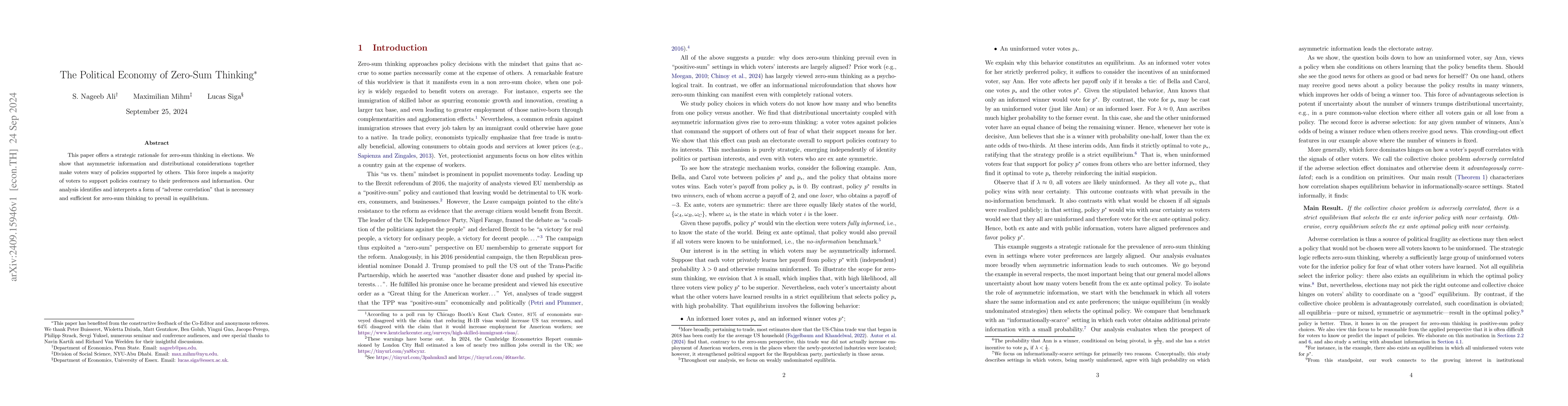 Thumbnail for The Political Economy of Zero-Sum Thinking