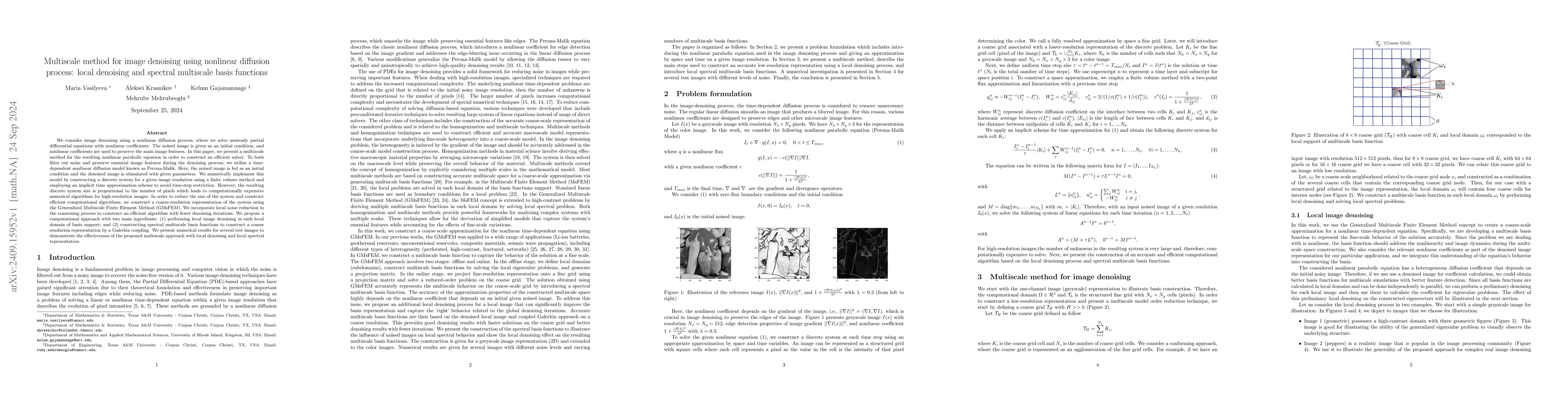 Thumbnail for Multiscale method for image denoising using nonlinear diffusion process:
  local denoising and spectral multiscale basis functions