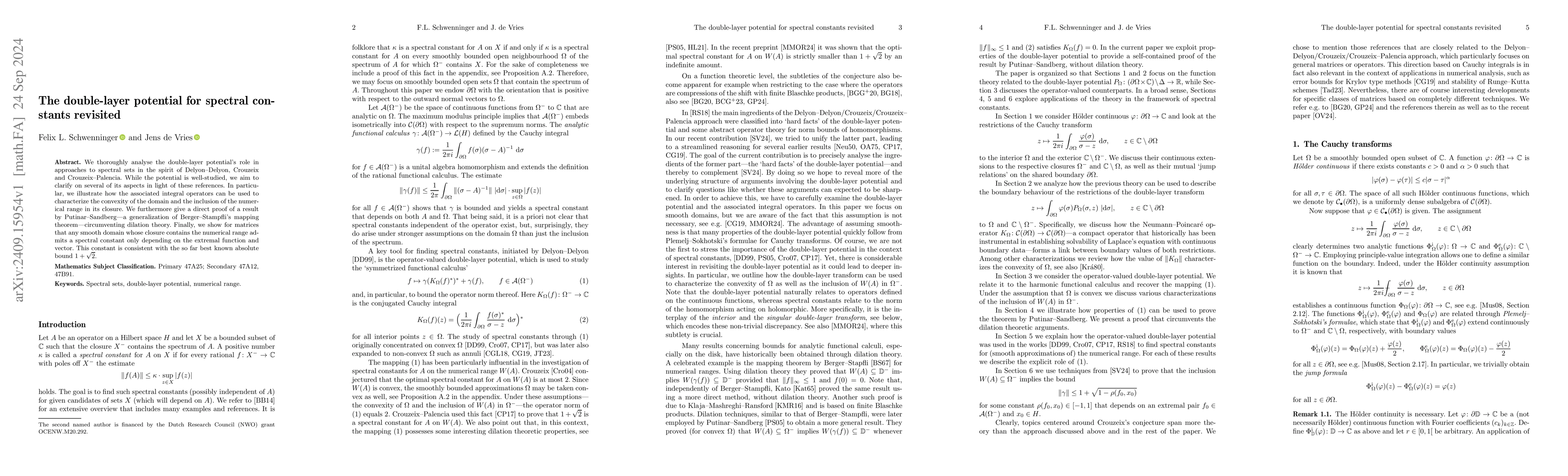 Thumbnail for The double-layer potential for spectral constants revisited