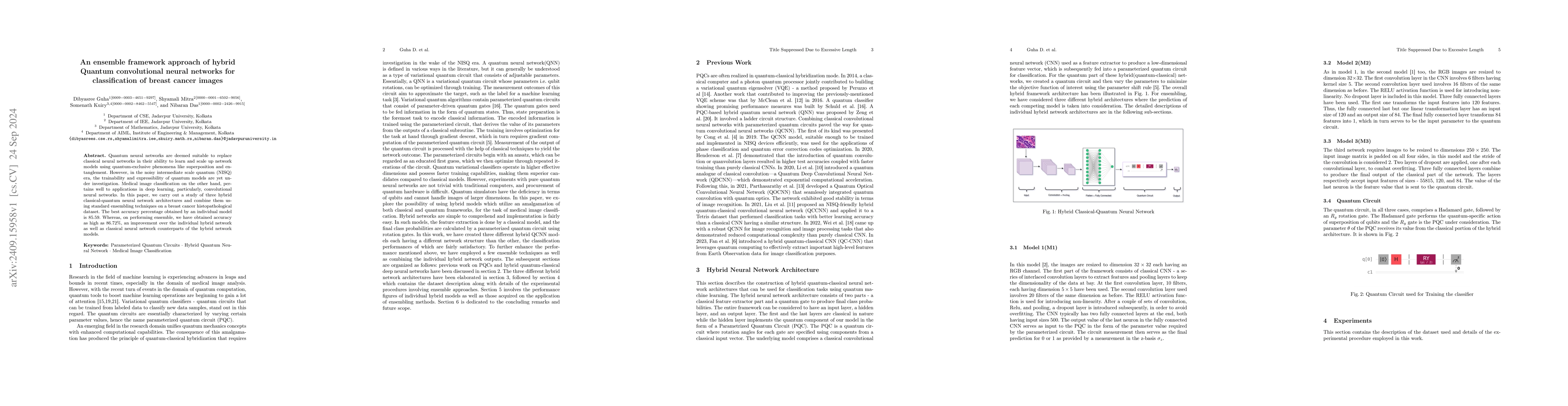 Thumbnail for An ensemble framework approach of hybrid Quantum convolutional neural
  networks for classification of breast cancer images