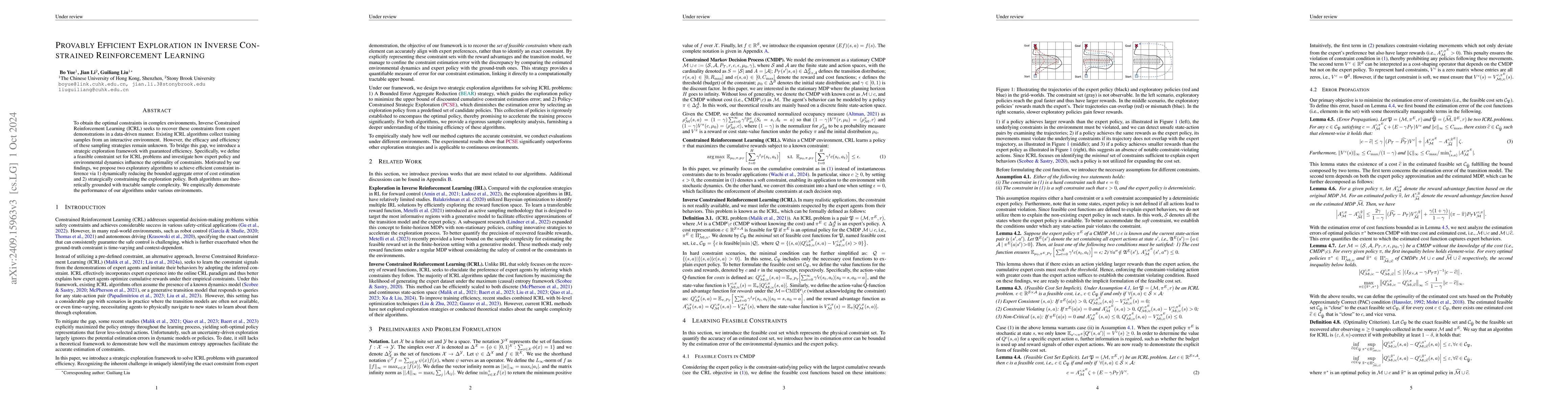Thumbnail for Provably Efficient Exploration in Inverse Constrained Reinforcement
  Learning