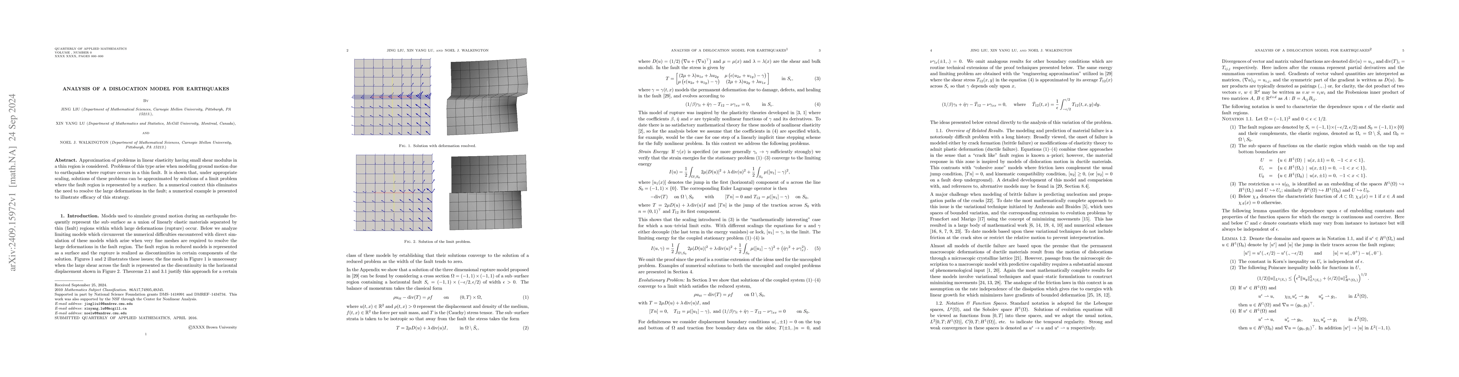 Thumbnail for Analysis of a dislocation model for earthquakes