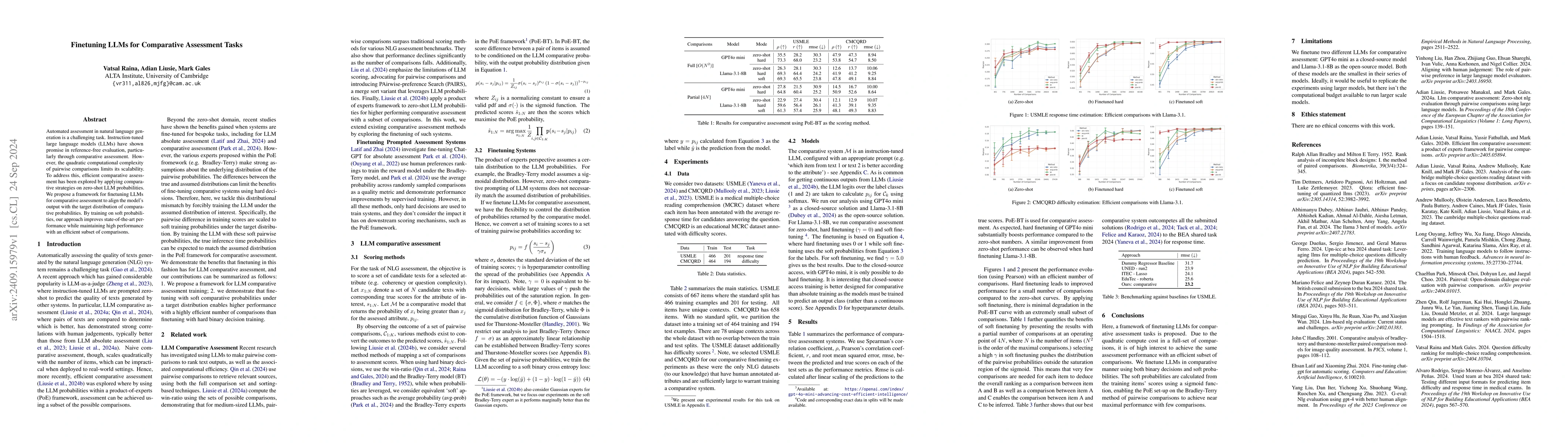Thumbnail for Finetuning LLMs for Comparative Assessment Tasks