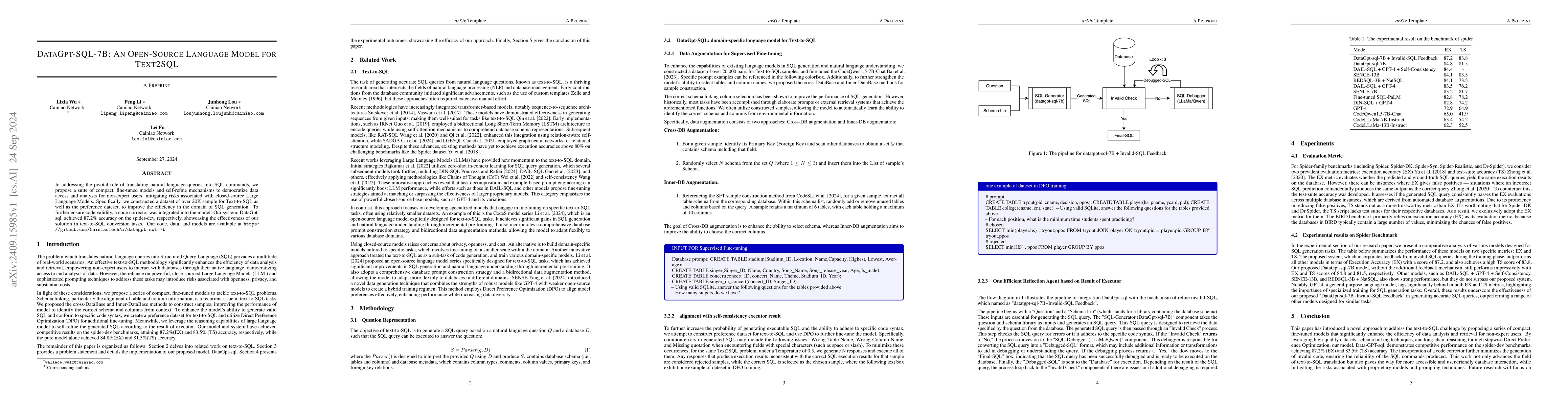 Thumbnail for DataGpt-SQL-7B: An Open-Source Language Model for Text-to-SQL