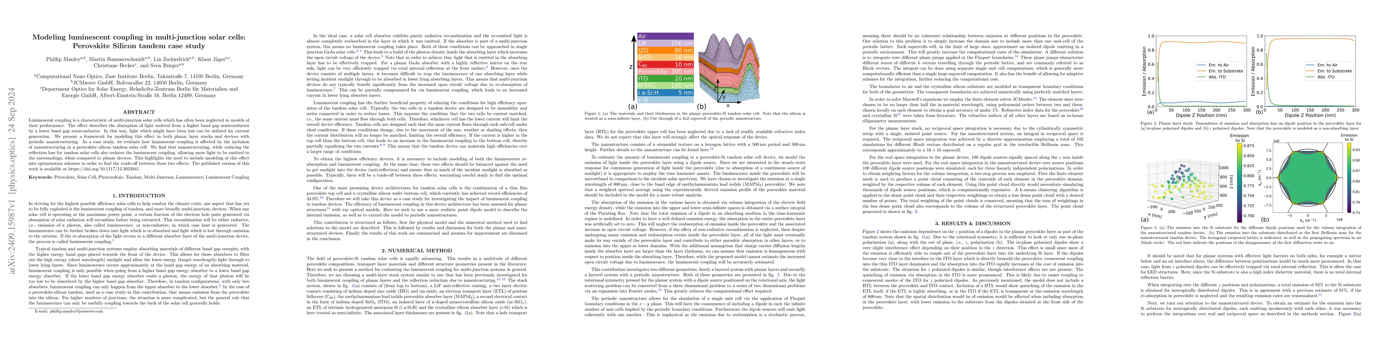 Thumbnail for Modeling luminescent coupling in multi-junction solar cells: Perovskite
  Silicon tandem case study