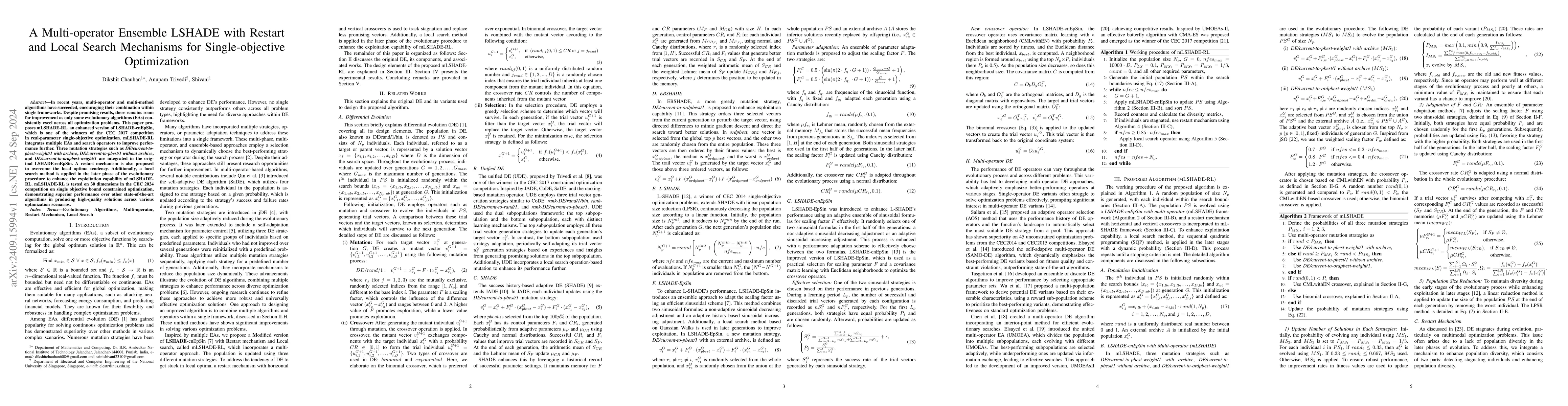 Thumbnail for A Multi-operator Ensemble LSHADE with Restart and Local Search
  Mechanisms for Single-objective Optimization