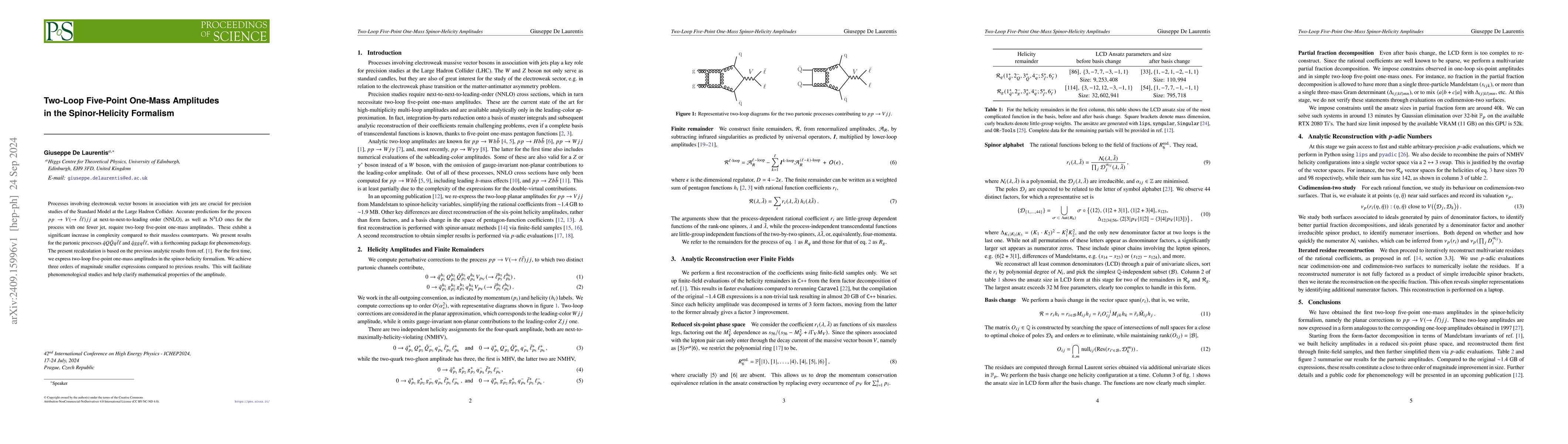 Thumbnail for Two-Loop Five-Point One-Mass Amplitudes in the Spinor-Helicity Formalism