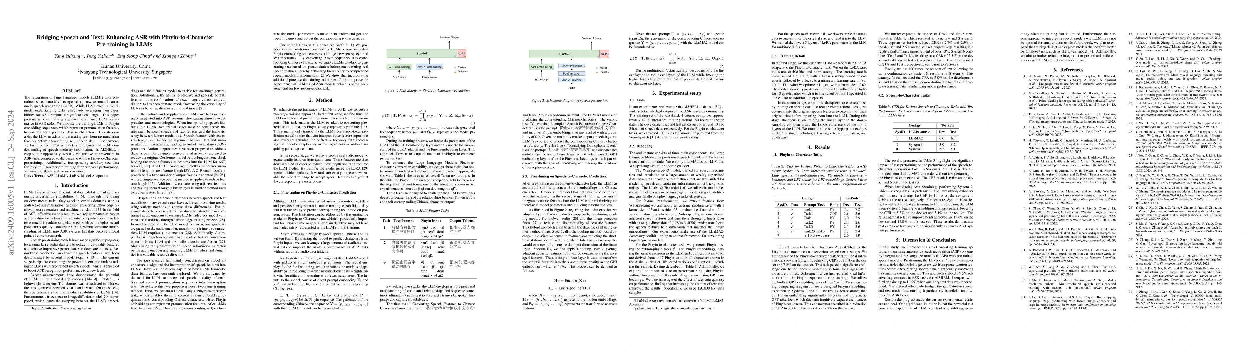 Thumbnail for Bridging Speech and Text: Enhancing ASR with Pinyin-to-Character
  Pre-training in LLMs