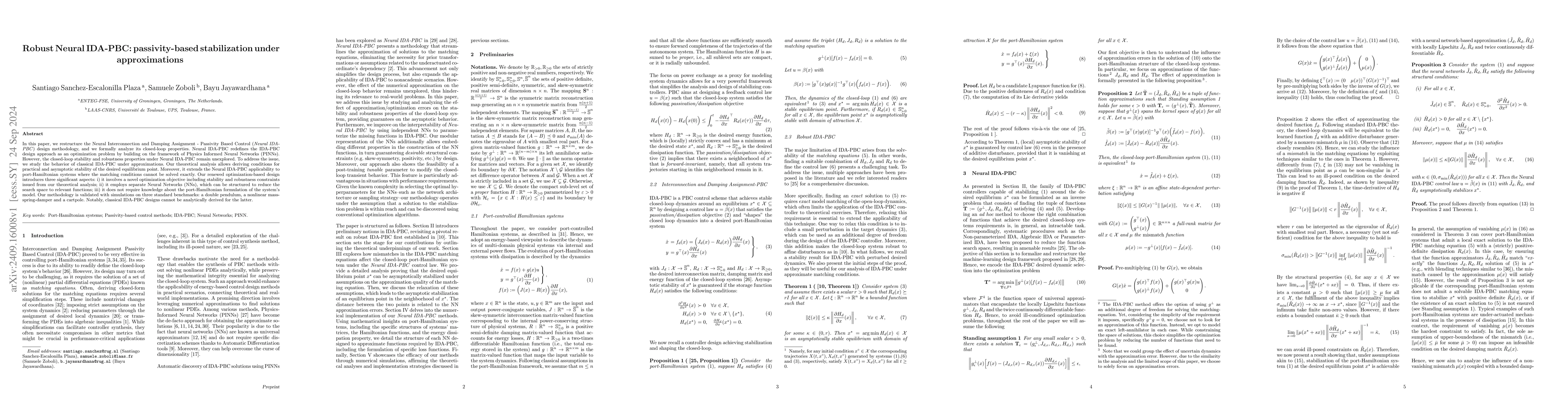 Thumbnail for Robust Neural IDA-PBC: passivity-based stabilization under
  approximations