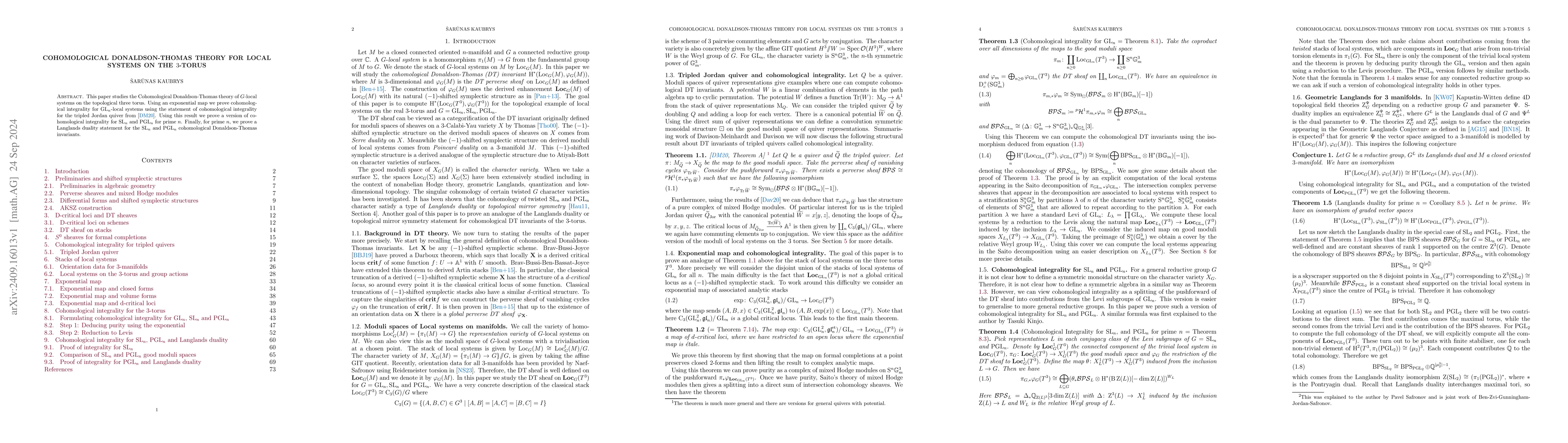 Thumbnail for Cohomological Donaldson-Thomas theory for local systems on the $3$-torus